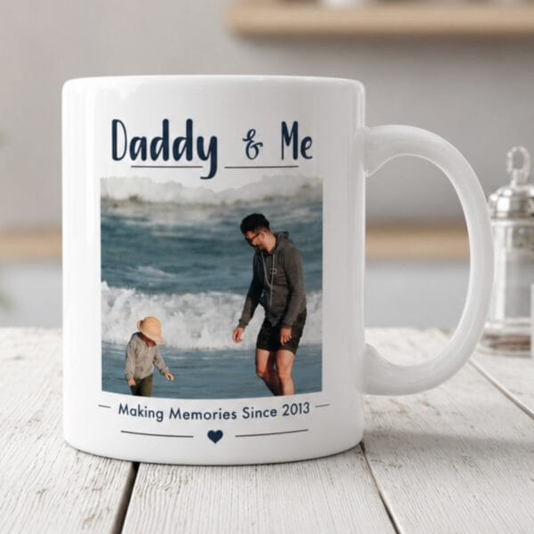 Daddy & Me Photo Accent Mug – Personalized Photo Gift for Dad, 8 Colors