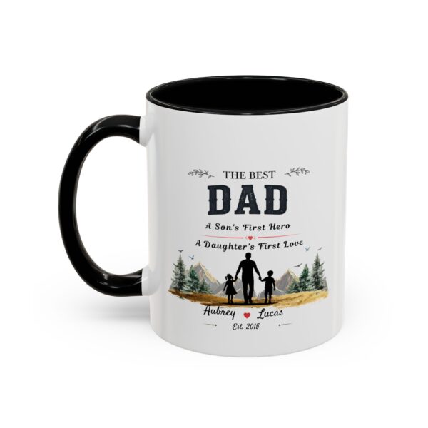 Best Dad Accent Mug – Personalized Gift from Son & Daughter, 8 Colors