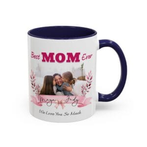 Best Mom Ever Photo Ribbon Accent Mug – Personalized Photo Gift for Mom, 8 Colors