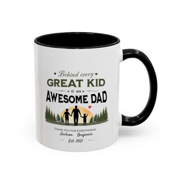 Awesome Dad With Two Sons Accent Mug – Personalized Name Gift, 8 Colors