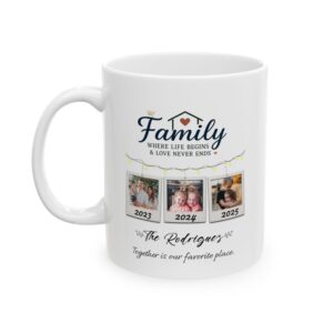 Personalized Family Photo Mug – Custom Photos & Family Name Gift