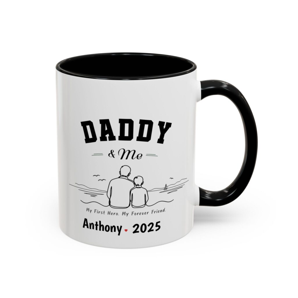 Daddy & Me Accent Mug – Personalized Name & Year Gift for Dad