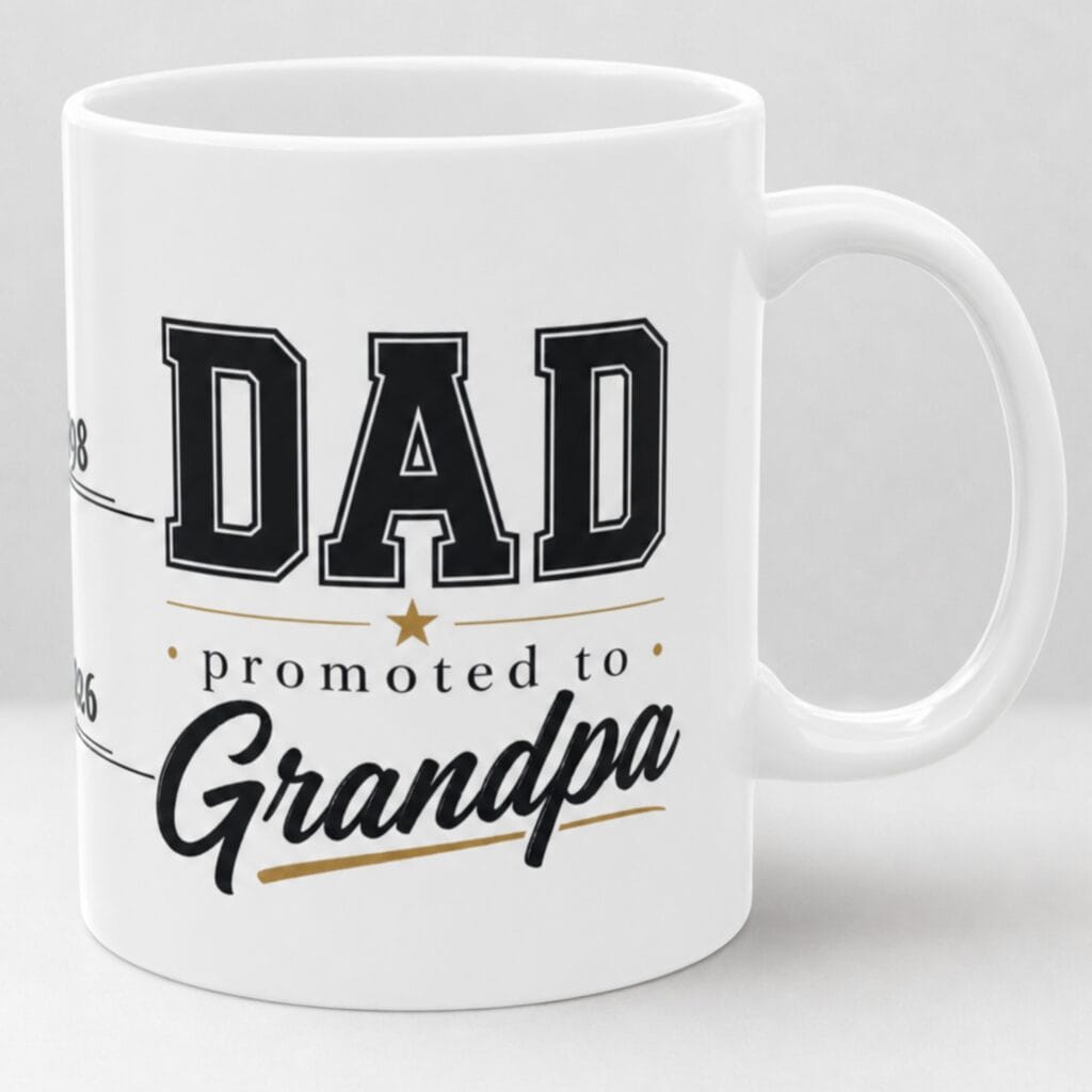 Promoted to Grandpa Mug – Personalized Est. Year Gift