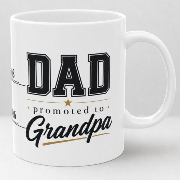 Promoted to Grandpa Mug – Personalized Est. Year Gift