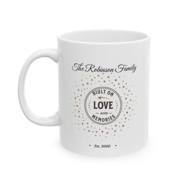 Family Built on Love Mug – Personalized Family Name Gift