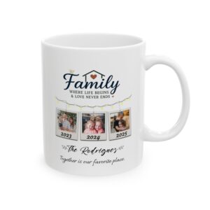 Personalized Family Photo Mug – Custom Photos & Family Name Gift