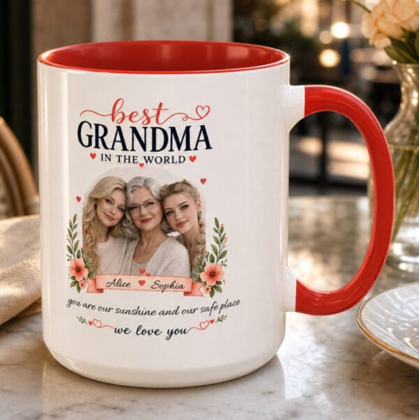 Best Grandma in the World Photo Mug – Personalized with Names & Photo
