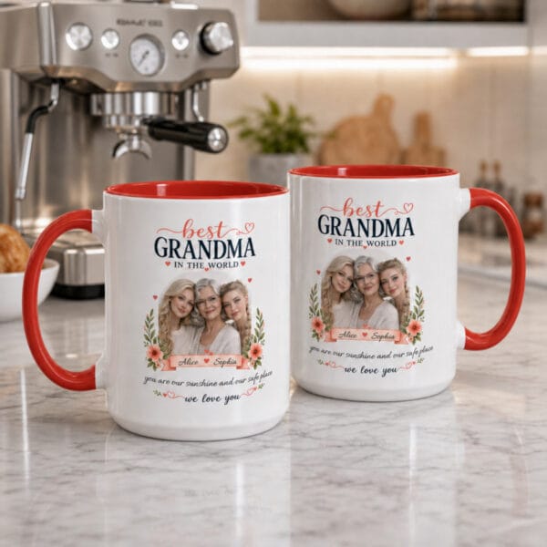 Best Grandma in the World Photo Mug – Personalized with Names & Photo