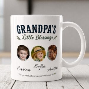 Grandpa's Little Blessings Mug – Personalized Photo & Names Gift