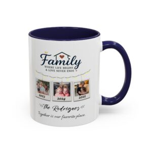 Personalized Family Photo Accent Mug – Custom Photos & Name, 8 Colors
