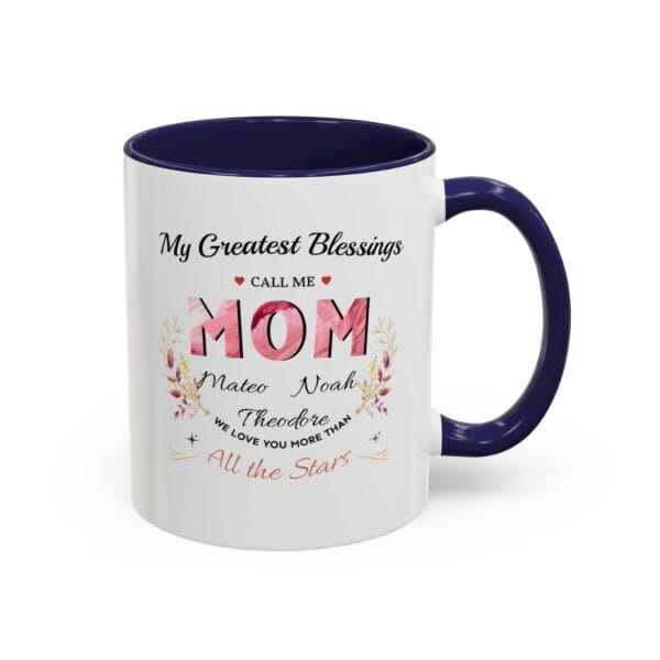 Mom All the Stars Accent Mug – Personalized Gift, 8 Colors