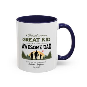 Awesome Dad With Two Sons Accent Mug – Personalized Name Gift, 8 Colors