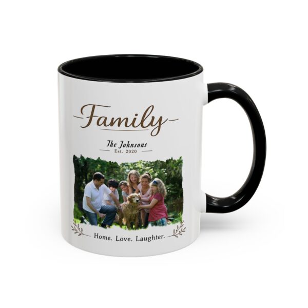 Family Est. Photo Accent Mug – Personalized Family Photo Gift, 8 Colors