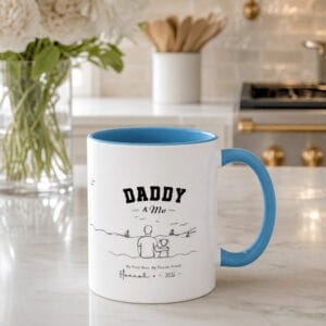 Daddy and Daughter Photo Accent Mug – Personalized Photo Gift for Dad, 8 Colors