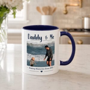 Daddy and Son Photo Accent Mug – Personalized Photo Gift for Dad, 8 Colors