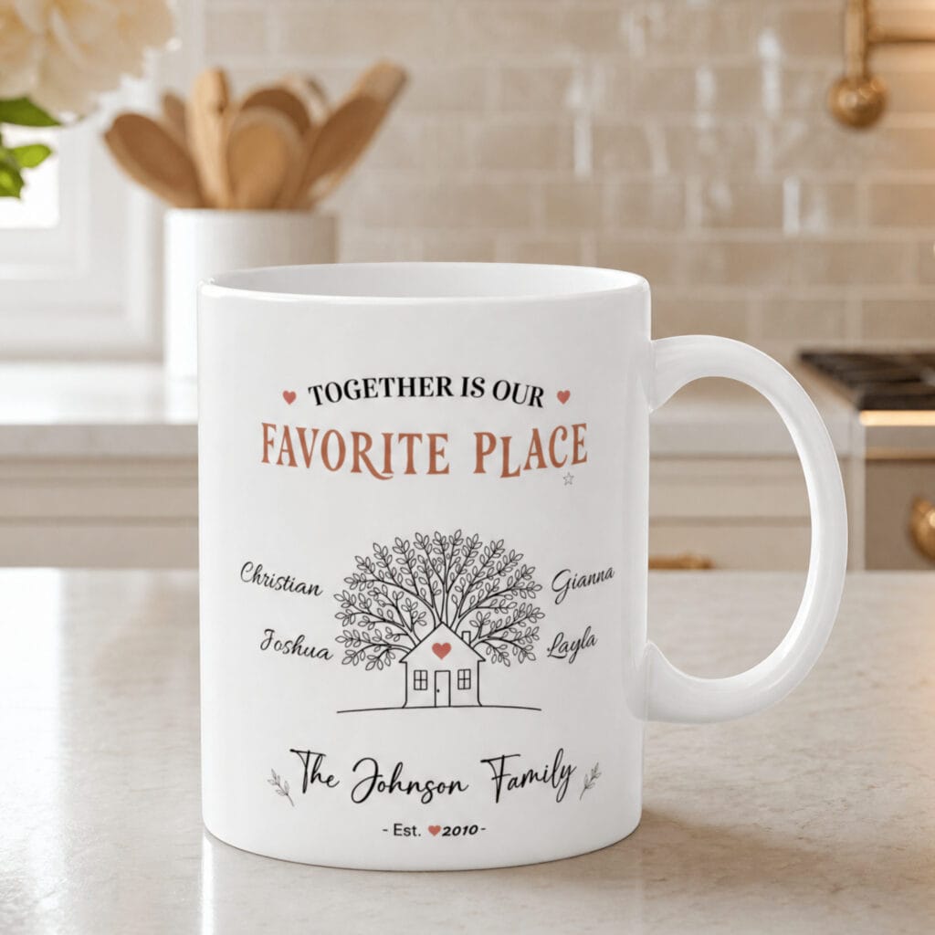 Family Favorite Place Mug – Personalized Family Tree Name Gift