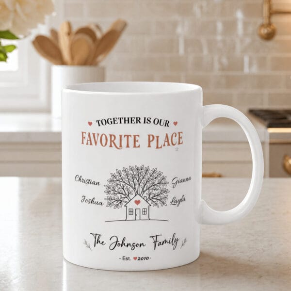 Family Favorite Place Mug – Personalized Family Tree Name Gift