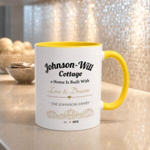 Family Love & Dreams Cottage Accent Mug – Personalized Family Name Gift, 8 Colors