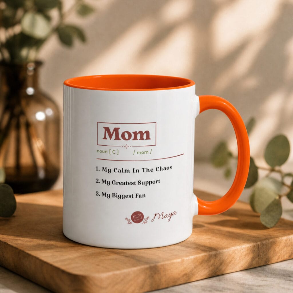 Mom Definition Accent Mug – Personalized Gift, 8 Colors