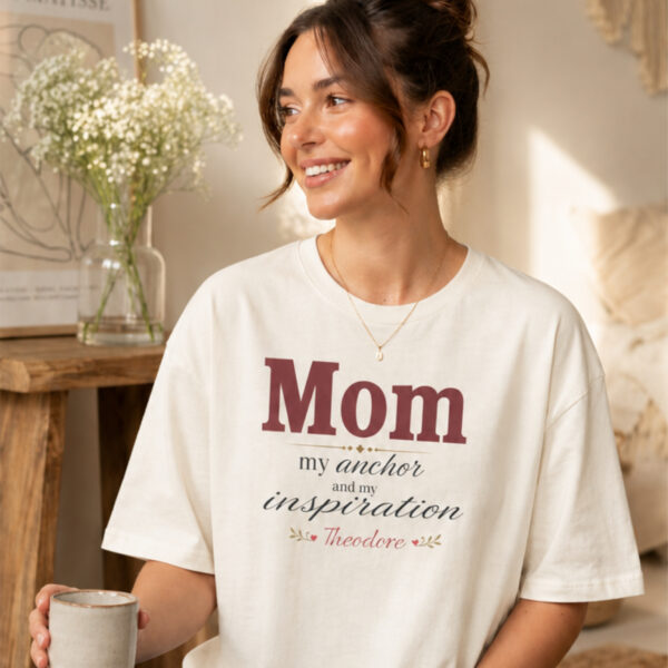 Personalized Mom My Anchor And Inspiration Heavyweight T-Shirt | Custom Name Comfort Colors Tee