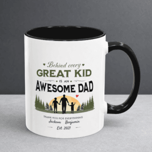 Awesome Dad With Two Sons Accent Mug – Personalized Name Gift, 8 Colors
