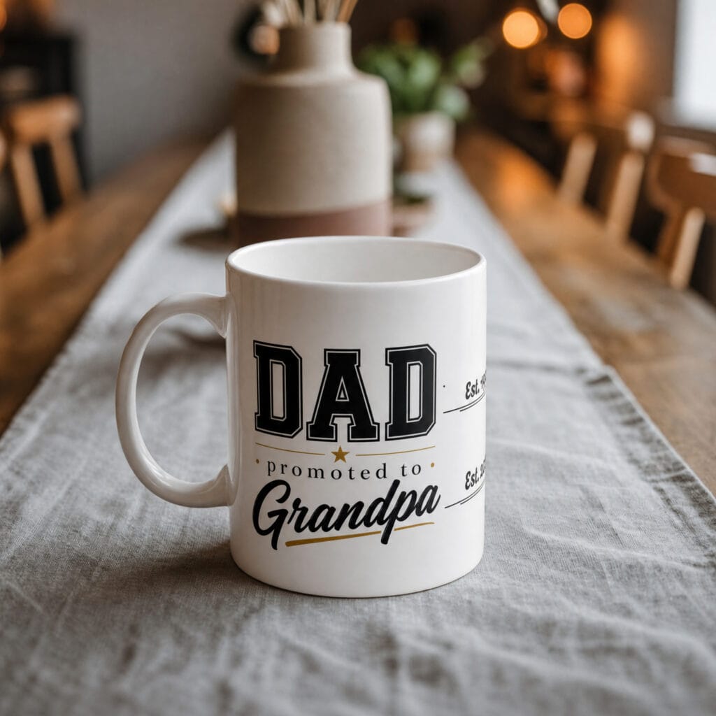Promoted to Grandpa Mug – Personalized Est. Year Gift