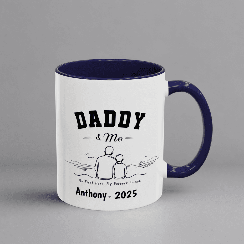 Daddy & Me Accent Mug – Personalized Name & Year Gift for Dad