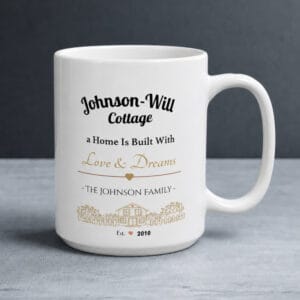 Family Love & Dreams Cottage Mug – Personalized Family Name Gift