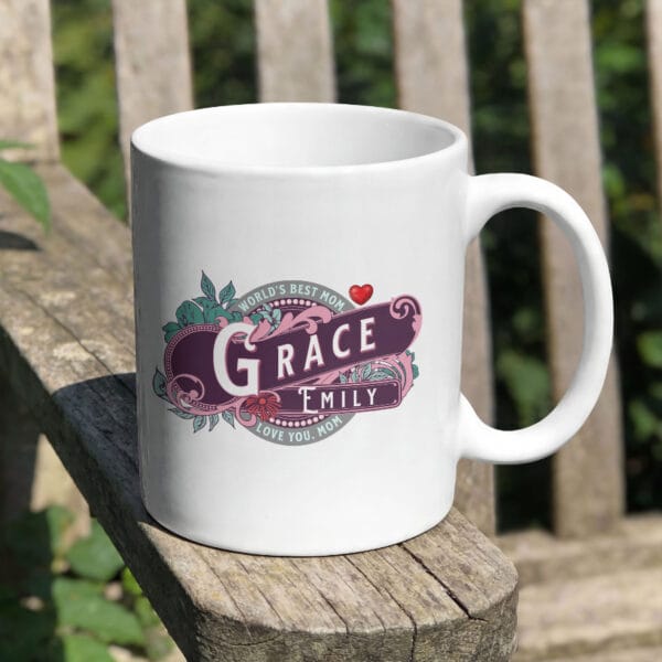 World's Best Mom Mug – Personalized Kids' Names & Year Gift