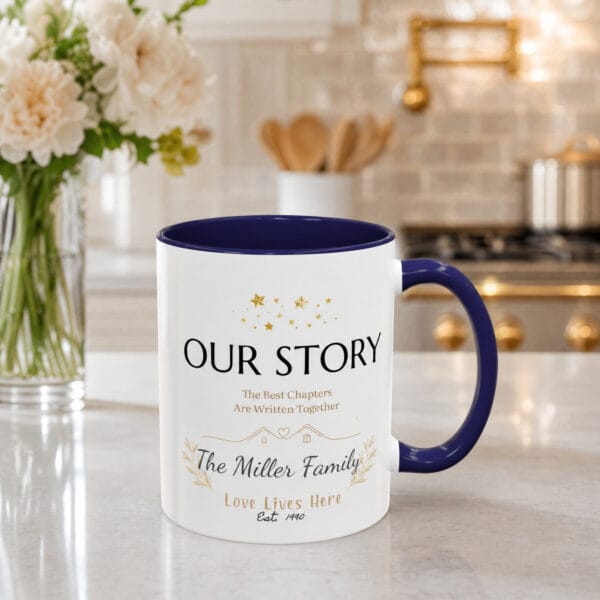Our Story Family Accent Mug – Personalized Gift, 8 Colors