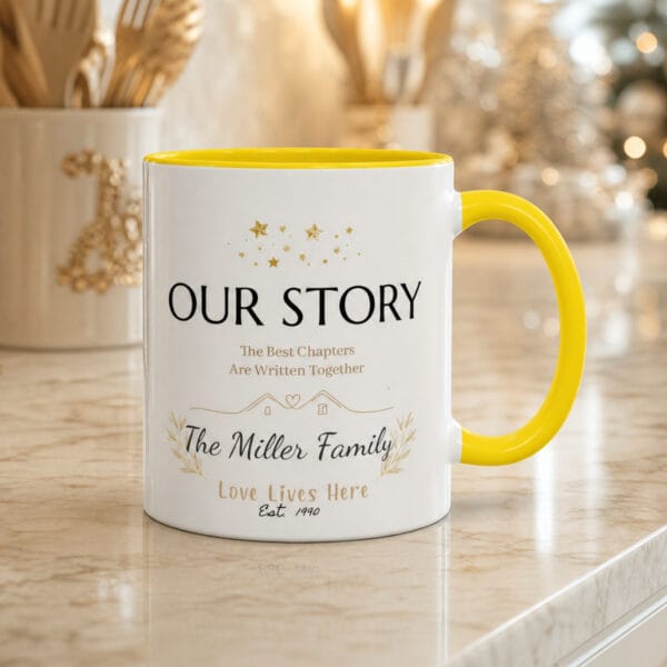 Our Story Family Accent Mug – Personalized Gift, 8 Colors