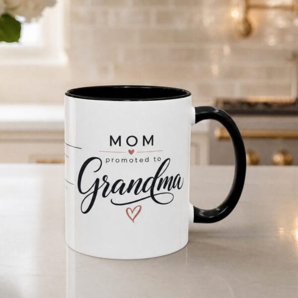 Promoted to Grandma Accent Mug – Personalized Gift, 8 Colors