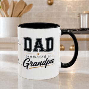 Promoted to Grandpa Accent Mug – Personalized Gift, 8 Colors