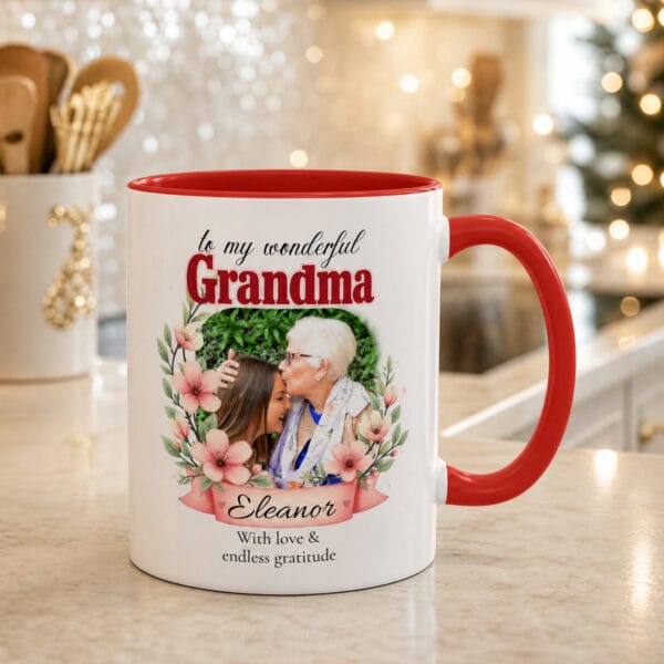 Wonderful Grandma Photo Accent Mug – Personalized Gift, 8 Colors
