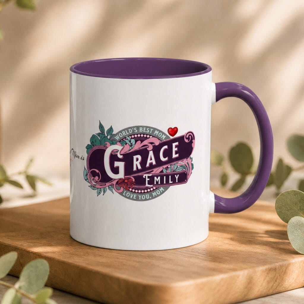 World's Best Mom Accent Mug – Personalized Gift, 8 Colors