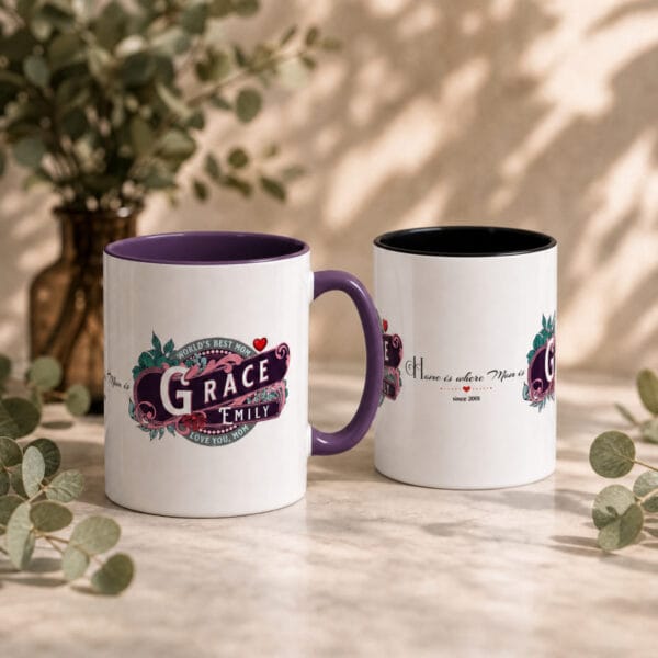 World's Best Mom Accent Mug – Personalized Gift, 8 Colors