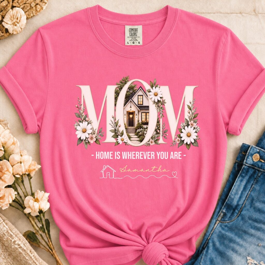 Personalized Home Is Wherever You Are Mom Heavyweight T-Shirt | Custom Name Comfort Colors Tee