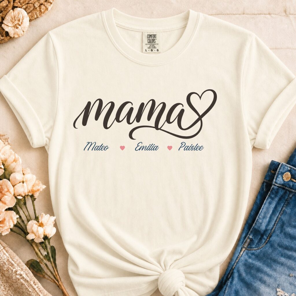 Personalized MaMa Heavyweight T-Shirt | Custom Up To 3 Names Comfort Colors Tee