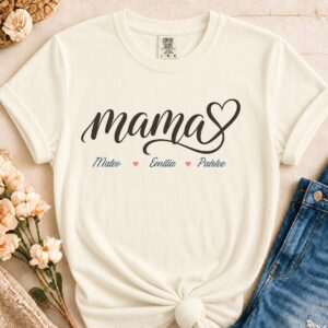 Personalized MaMa Heavyweight T-Shirt | Custom Up To 3 Names Comfort Colors Tee