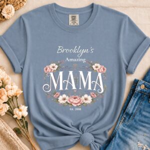 Personalized Amazing Mama Heavyweight T-Shirt | Custom Name Comfort Colors Tee