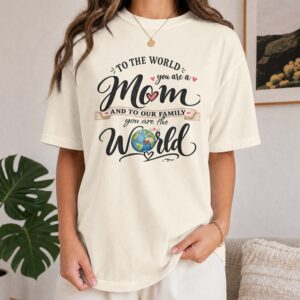 Personalized To The World You Are A Mom Heavyweight T-Shirt | Custom Name Comfort Colors Tee