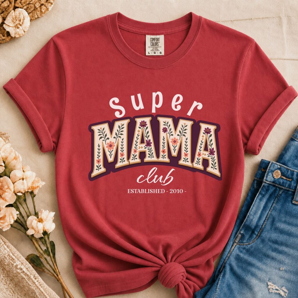 Personalized Super MaMa Club Heavyweight T-Shirt | Custom Name Comfort Colors Tee
