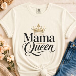 Personalized Mama Queen Heavyweight T-Shirt | Custom Est. Year Comfort Colors Tee