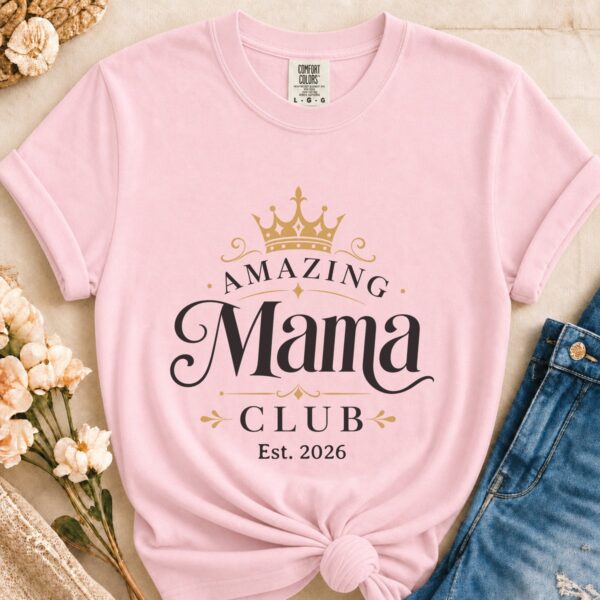 Personalized Amazing Mama Club Heavyweight T-Shirt | Custom Est. Year Comfort Colors Tee
