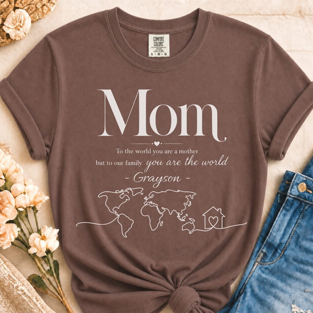 Personalized You Are The World Mom Heavyweight T-Shirt | Custom Name Comfort Colors Tee