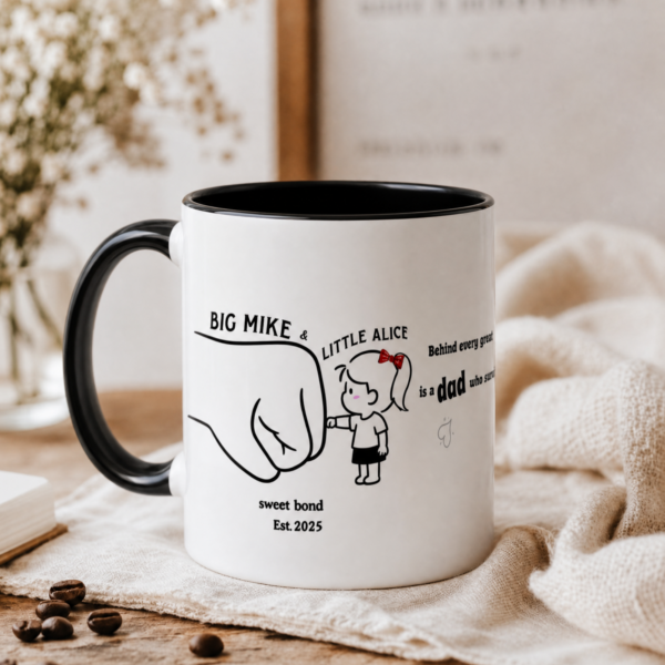 Daddy & Daughter Mug – Personalized Fist Bump Gift for Dad, 8 Colors