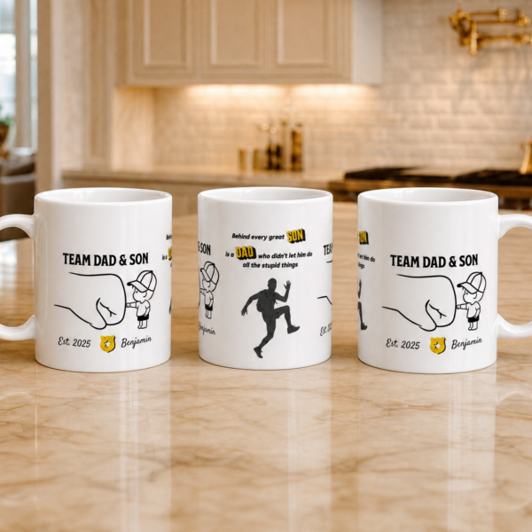 Team Dad & Son Mug – Personalized Name Gift for Dad