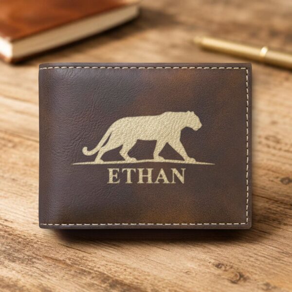 Personalized Bi-Fold Wallet – Panther Prowl Gift for Him