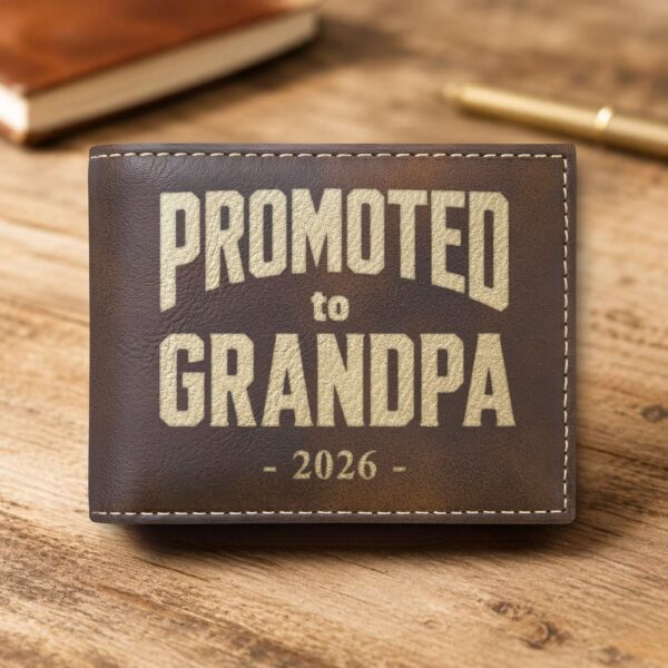 Personalized Bi-Fold Wallet – Pregnancy Announcement Gift for Grandpa