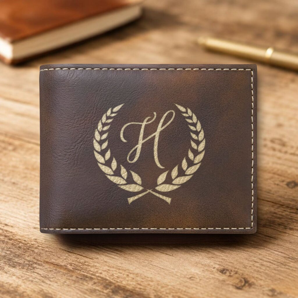 Personalized Bi-Fold Wallet – Laurel Crest Monogram Gift